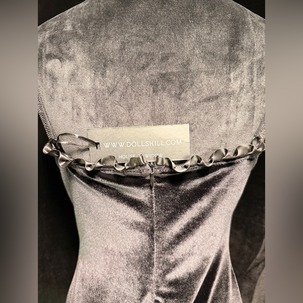 Dolls Kill Black Velvet Mini Dress - Picture 7 of 7